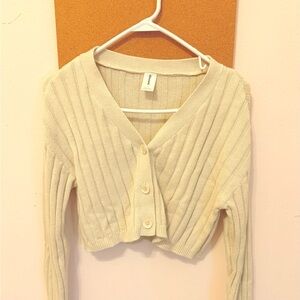 Abound Cream Ribbed Knit Cardigan Sweater